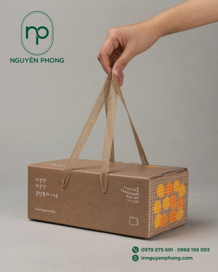 Thùng carton đựng quýt dạng quai cầm